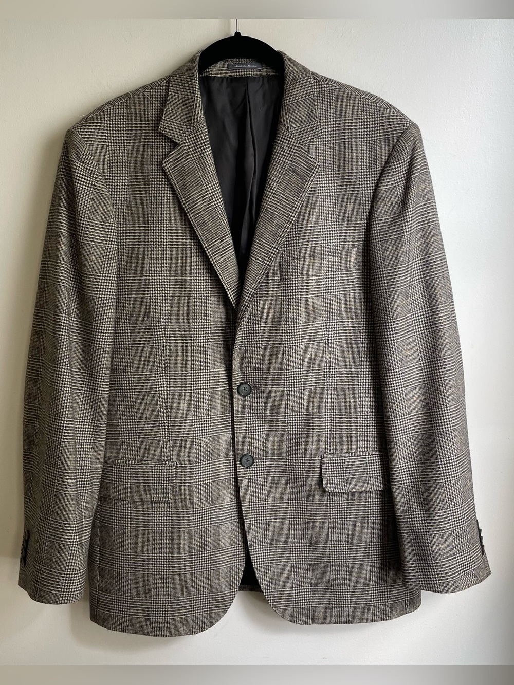 NWOT Bagliani Wool Houndstooth Plaid Sport Coat 2 Button Brown Black Preppy 40 R